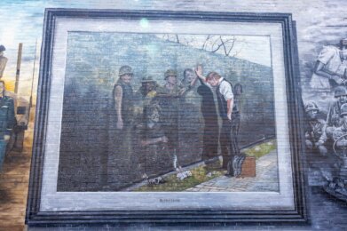 A mural on a wall at Amherst's Patriots Park honoring the veterans of the Vietnam War.