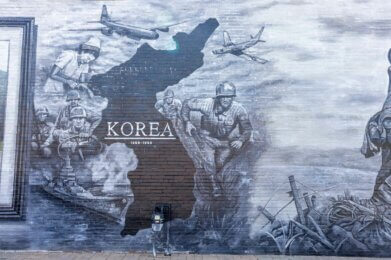 A mural on a wall at Amherst's Patriots Park honoring the veterans of the Korean War.