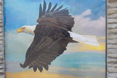 mural of a bald eagle on display at Amherst Patriots Park