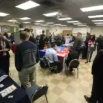 several people attending a veterans' benefits fair