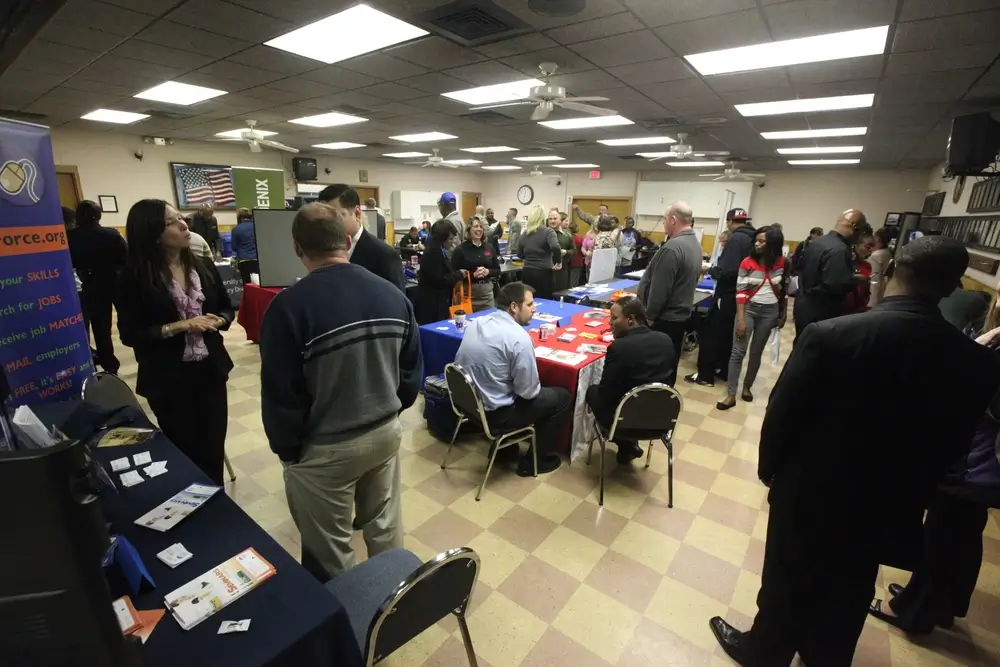 several people attending a veterans' benefits fair